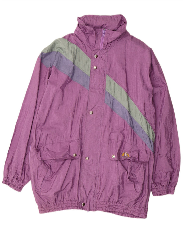 VINTAGE Mens Loose Fit Raincoat UK 38 Medium Purple Colourblock Polyamide