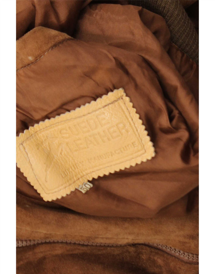 Vintage Mens Suede Bomber Jacket IT 50 Large Brown