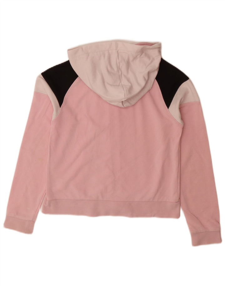 ELLESSE Girls Graphic Zip Hoodie Sweater 11-12 Years Pink Colourblock
