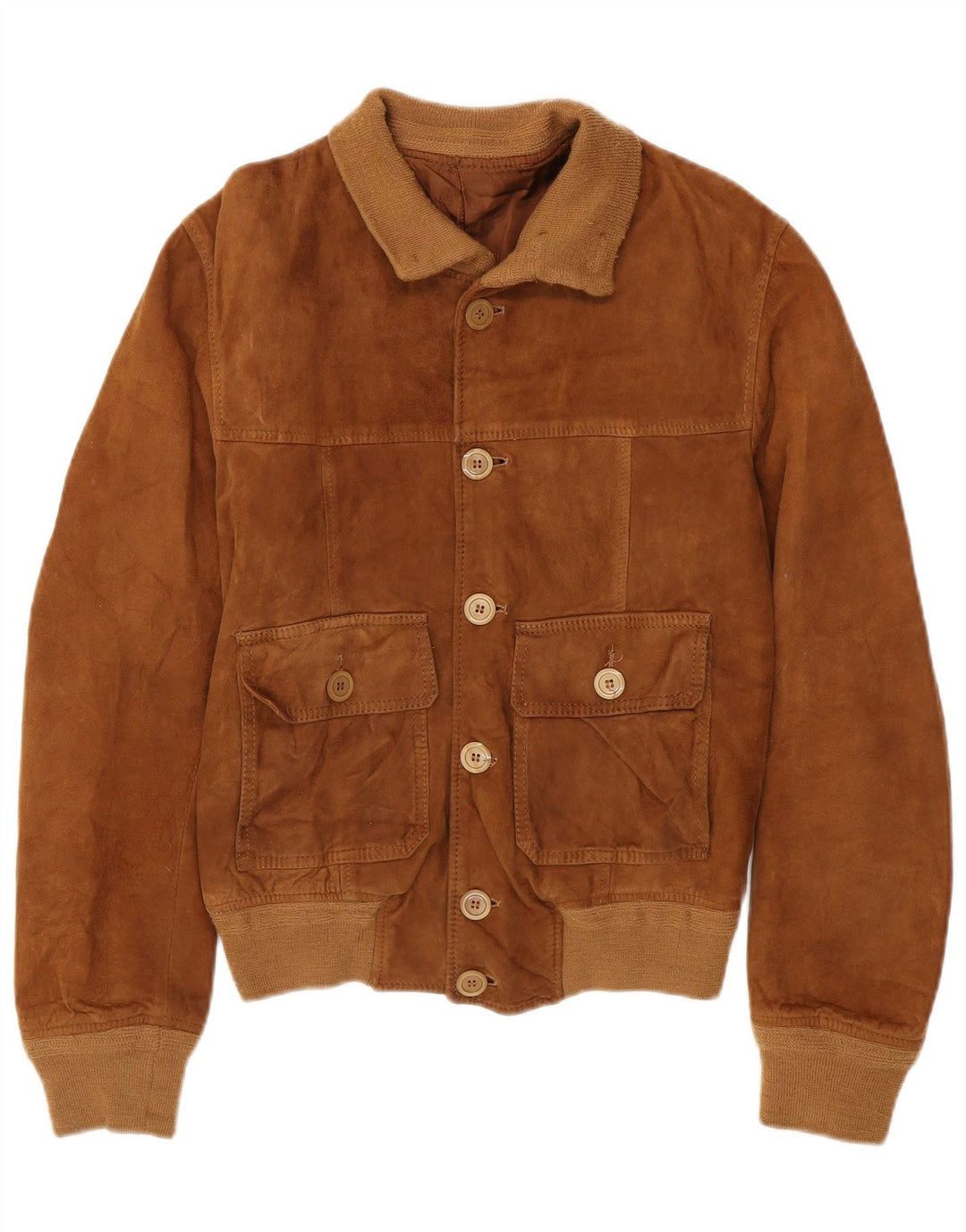 VINTAGE Mens Suede Jacket UK 36 Small Brown