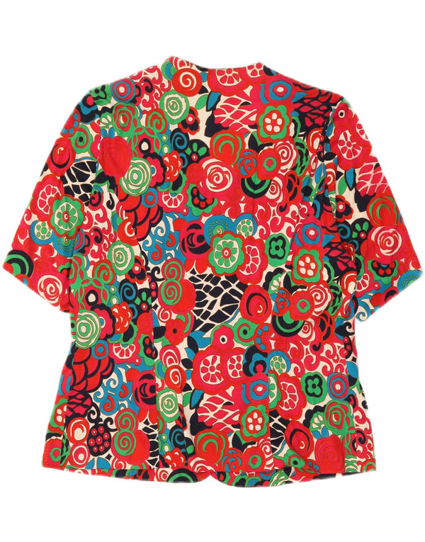 Vintage Womens Short Sleeve Cardigan Top UK 22 3XL Multicoloured Floral