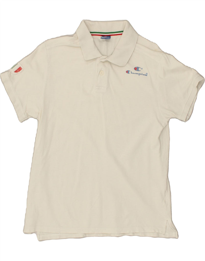 CHAMPION Mens Polo Shirt Small Off White | Vintage Champion | Thrift | Second-Hand Champion | Used Clothing | Messina Hembry 