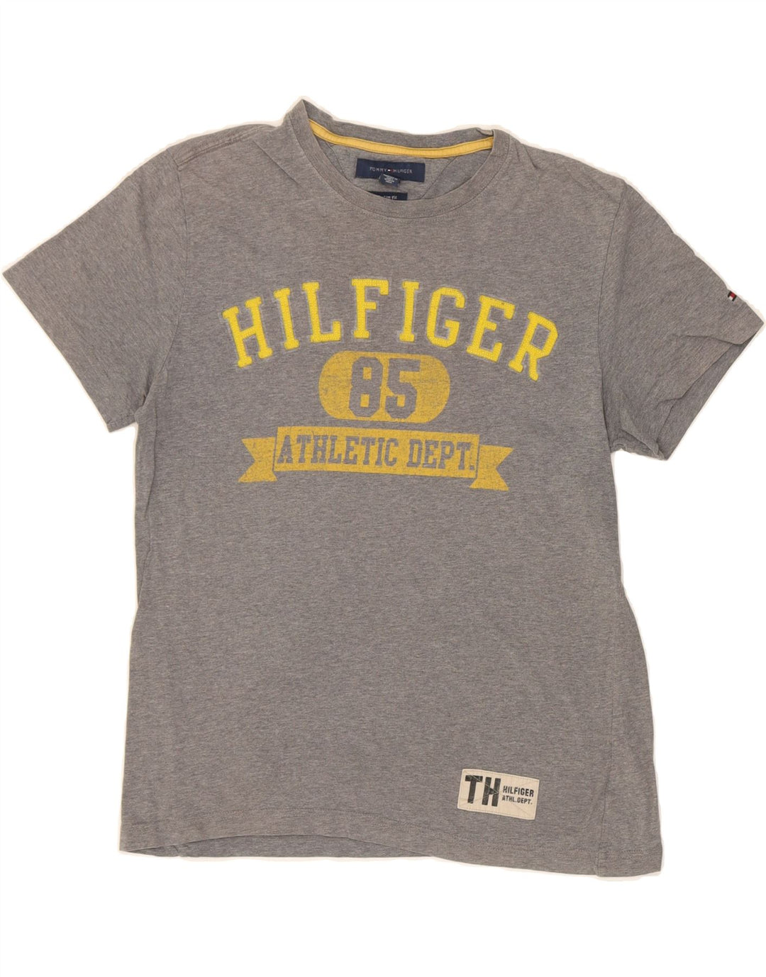 TOMMY HILFIGER Mens Graphic T-Shirt Top Medium Grey Cotton Vintage Tommy Hilfiger and Second-Hand Tommy Hilfiger from Messina Hembry 