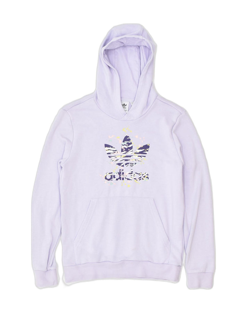 ADIDAS Girls Graphic Hoodie Jumper 13-14 Years Purple Cotton Sports | Vintage | Thrift | Second-Hand | Used Clothing | Messina Hembry 