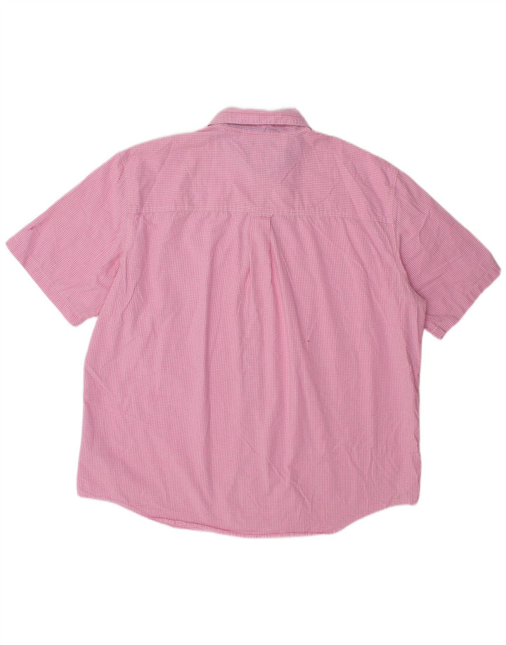 Chaps Mens Short Sleeve Shirt 2XL Pink Gingham Cotton