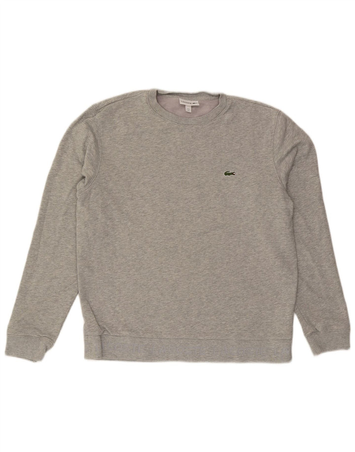 Lacoste Mens Sweatshirt Jumper Size 5 Large Grey Flecked Cotton