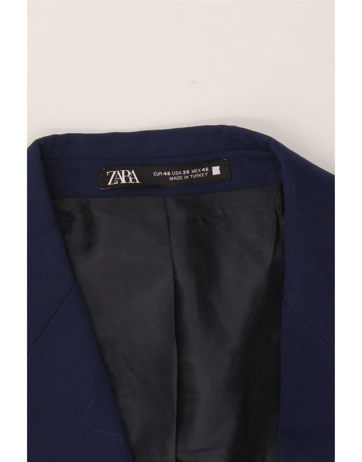 Zara Mens 2 Button Blazer Jacket EU 46 Small Navy Blue