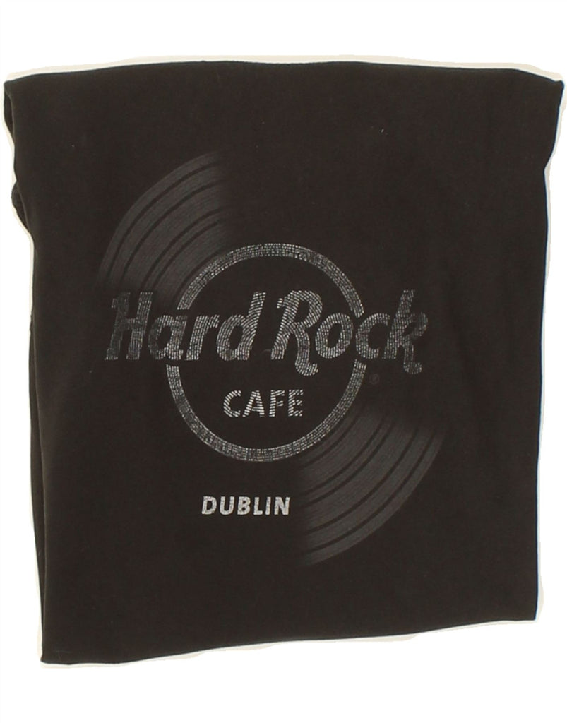 HARD ROCK CAFE Womens Dublin Graphic T-Shirt Top UK 14 Large Black Cotton | Vintage Hard Rock Cafe | Thrift | Second-Hand Hard Rock Cafe | Used Clothing | Messina Hembry 