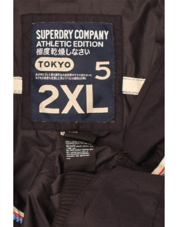 Superdry Mens Hooded Bomber Jacket UK 46 2XL Black Nylon