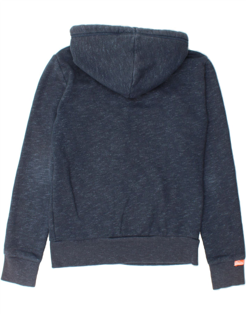 SUPERDRY Mens Zip Hoodie Sweater Small Navy Blue Flecked Cotton Vintage Superdry and Second-Hand Superdry from Messina Hembry 