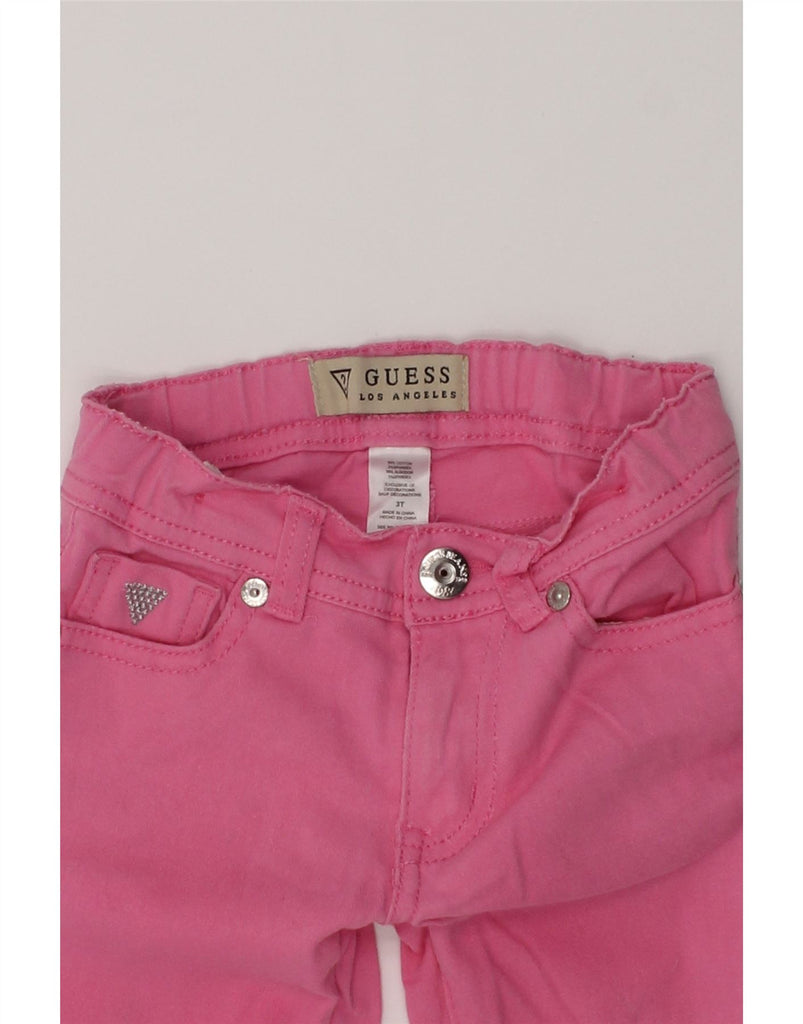 GUESS Girls Straight Casual Trousers 2-3 Years W20 L10 Pink Cotton | Vintage Guess | Thrift | Second-Hand Guess | Used Clothing | Messina Hembry 