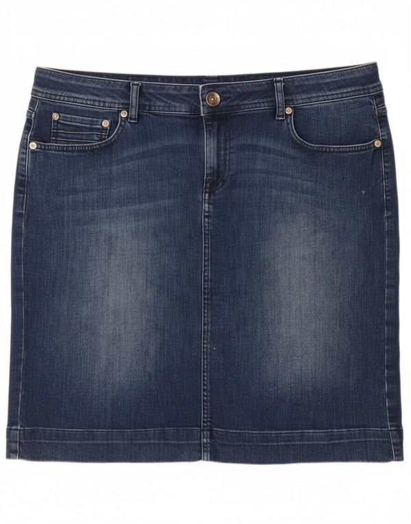 Marks & Spencer Womens Low Waist Denim Skirt UK 16 Large W34 Blue Cotton