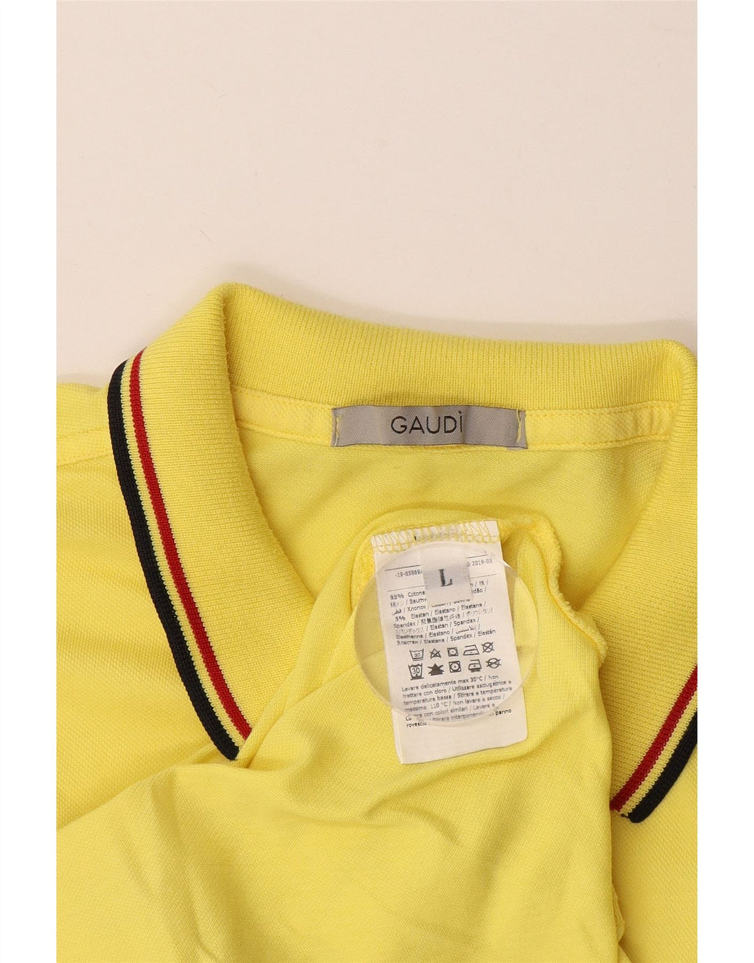 GAUDI Mens Polo Shirt Large Yellow Cotton