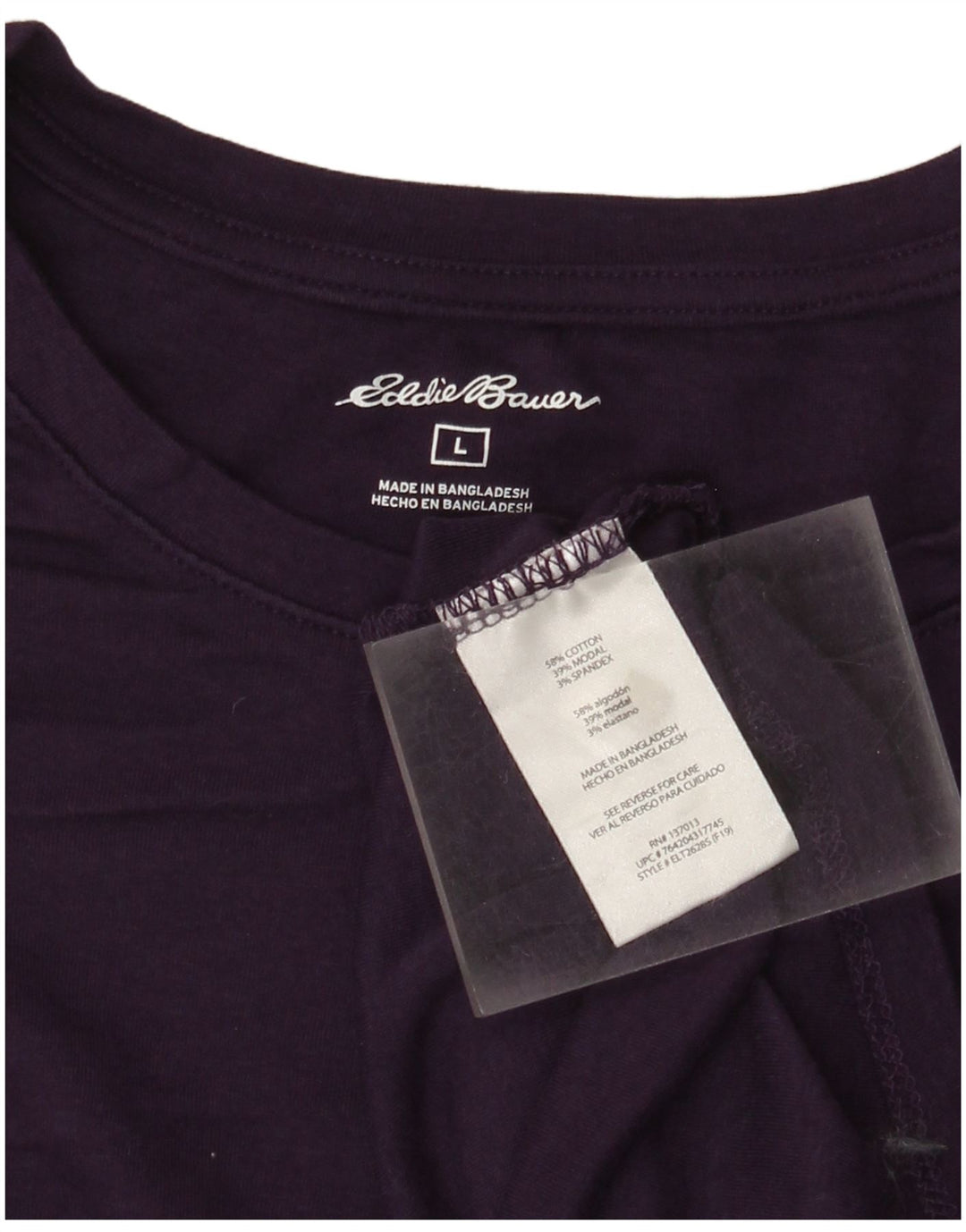 Eddie Bauer Womens Top Long Sleeve UK 14 Large Purple Cotton