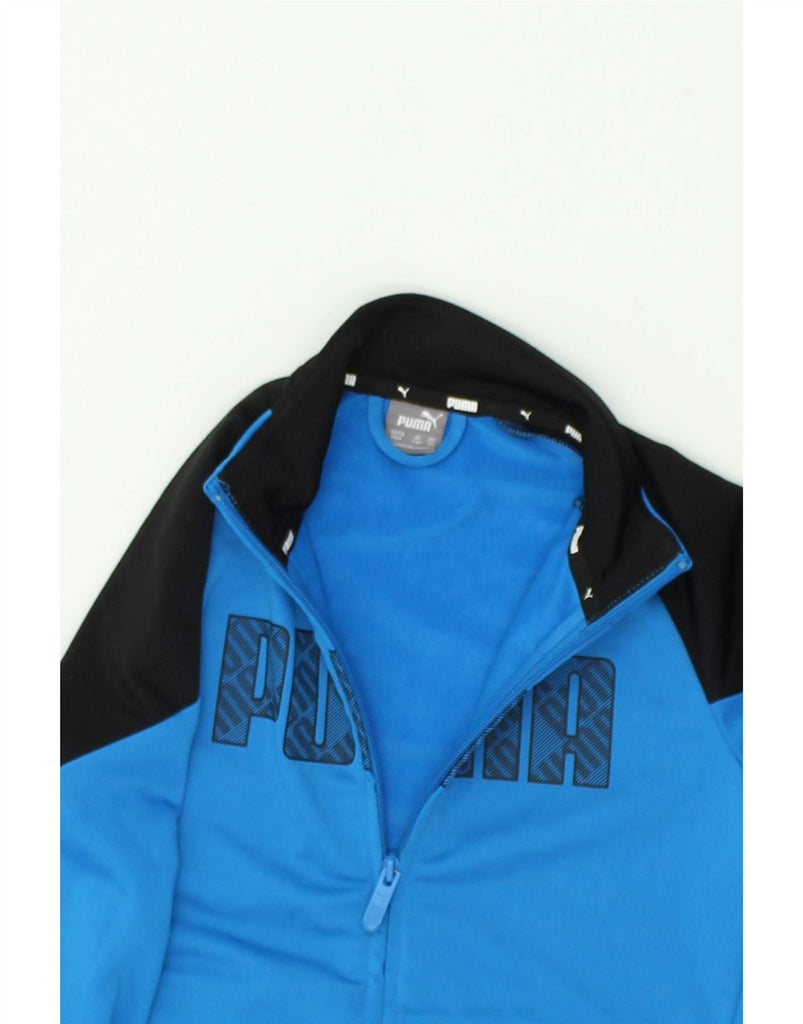 PUMA Boys Graphic Tracksuit Top Jacket 7-8 Years Blue Colourblock | Vintage Puma | Thrift | Second-Hand Puma | Used Clothing | Messina Hembry 