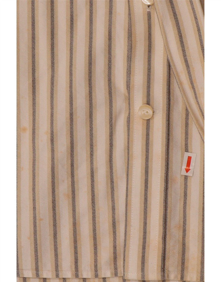 TIMBERLAND Mens Shirt 2XL Beige Striped Cotton