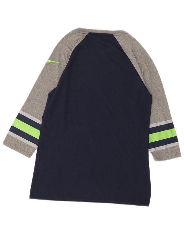 Nike Mens Seattle Seahawks Graphic Top 3/4 Sleeve Small Navy Blue