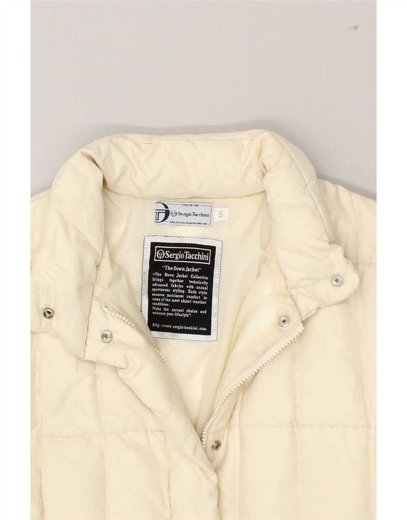 SERGIO TACCHINI Womens Padded Coat UK 10 Small Off White Polyester Vintage Sergio Tacchini and Second-Hand Sergio Tacchini from Messina Hembry 