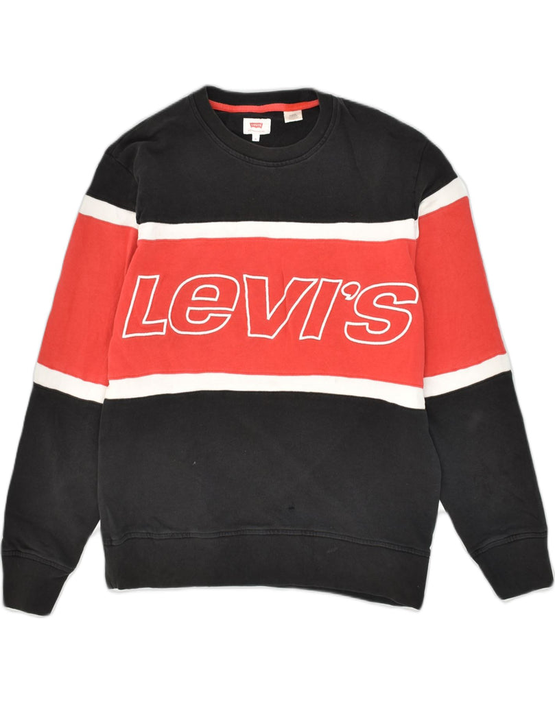 LEVI'S Mens Graphic Sweatshirt Jumper Medium Black Colourblock Cotton | Vintage Levi's | Thrift | Second-Hand Levi's | Used Clothing | Messina Hembry 