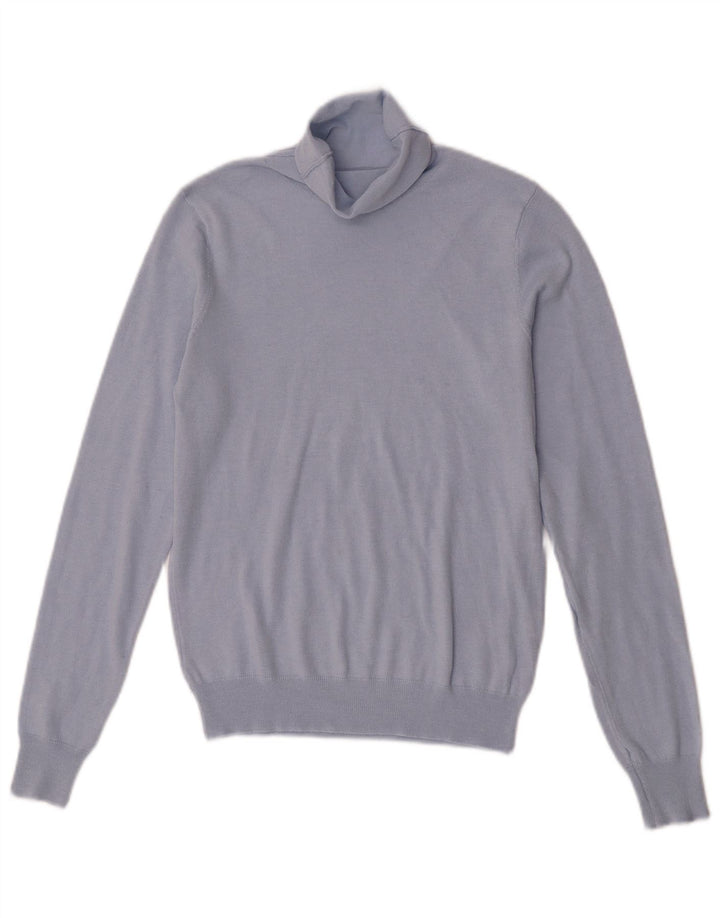 Zara Womens Roll Neck Jumper Sweater UK 12 Medium Blue