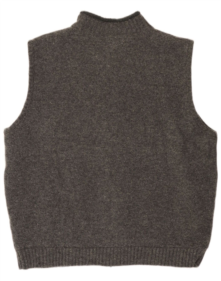 L.L.Bean Mens Sleeveless Cardigan Sweater XL Grey Wool