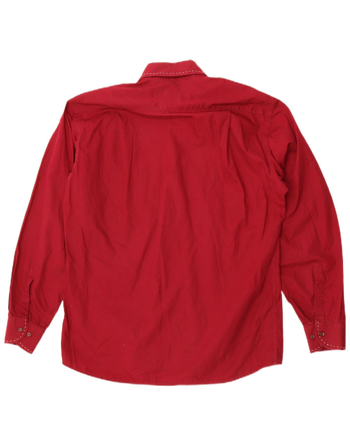 Roccobarocco Mens Shirt Size 16 41 Large Red Cotton