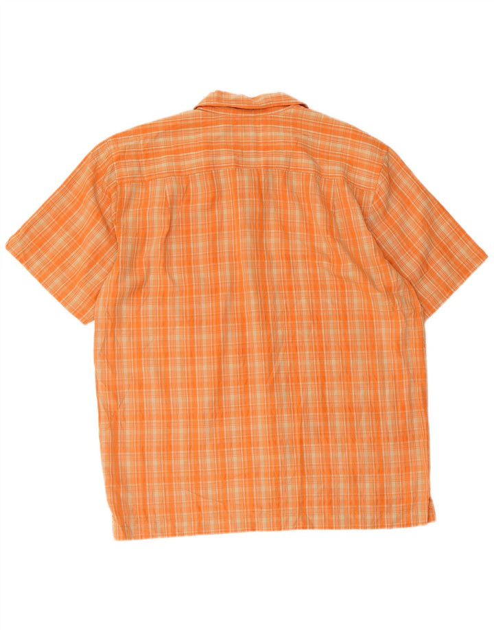 Quiksilver Mens Short Sleeve Shirt Large Orange Check Rayon
