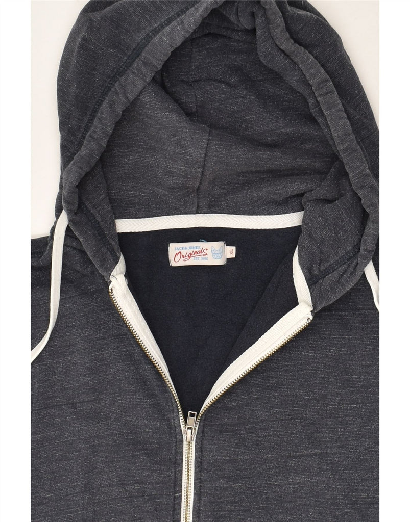 JACK & JONES Mens Zip Hoodie Sweater XL Navy Blue Pinstripe Cotton | Vintage Jack & Jones | Thrift | Second-Hand Jack & Jones | Used Clothing | Messina Hembry 