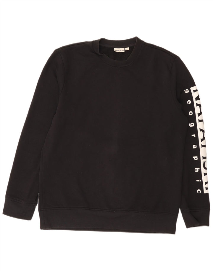 Napapijri Mens Graphic Sweatshirt Jumper Medium Black Cotton
