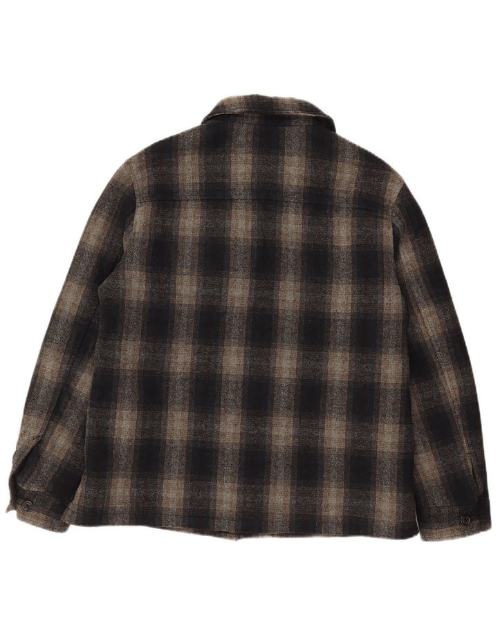 Zara Mens Lumberjack Flannel Shirt Medium Black Check Polyester
