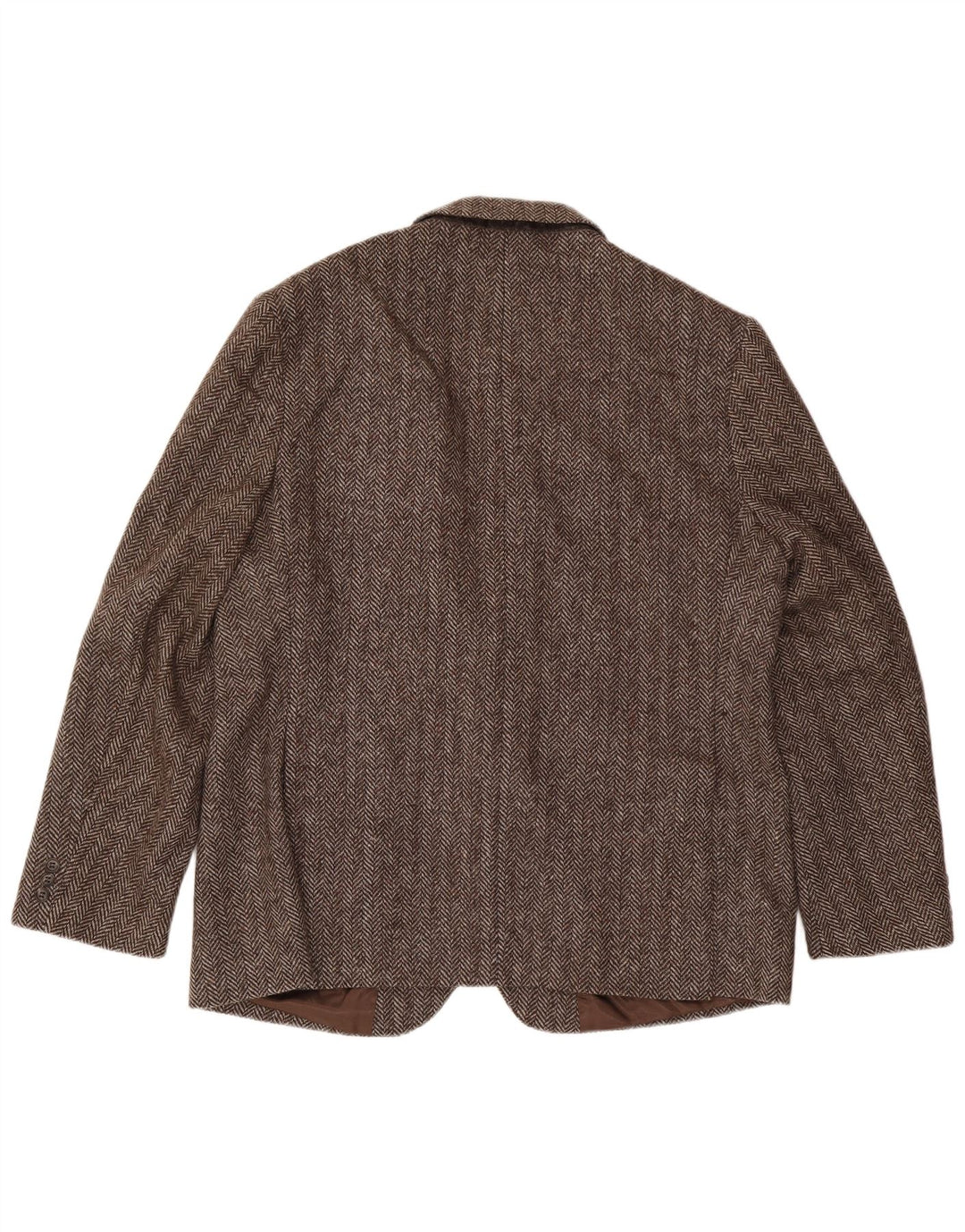 Four Seasons Mens 2 Button Blazer Jacket UK 48 4XL Brown Herringbone Wool