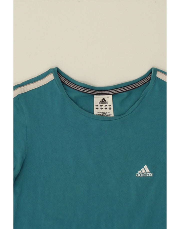 ADIDAS Womens T-Shirt Top UK 12 Medium Blue Cotton Vintage Adidas and Second-Hand Adidas from Messina Hembry 