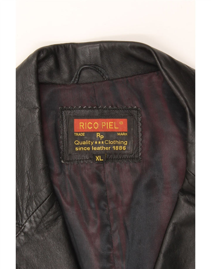 RICO PIEL Mens Leather Jacket UK 42 XL Black Leather Vintage Rico Piel and Second-Hand Rico Piel from Messina Hembry 