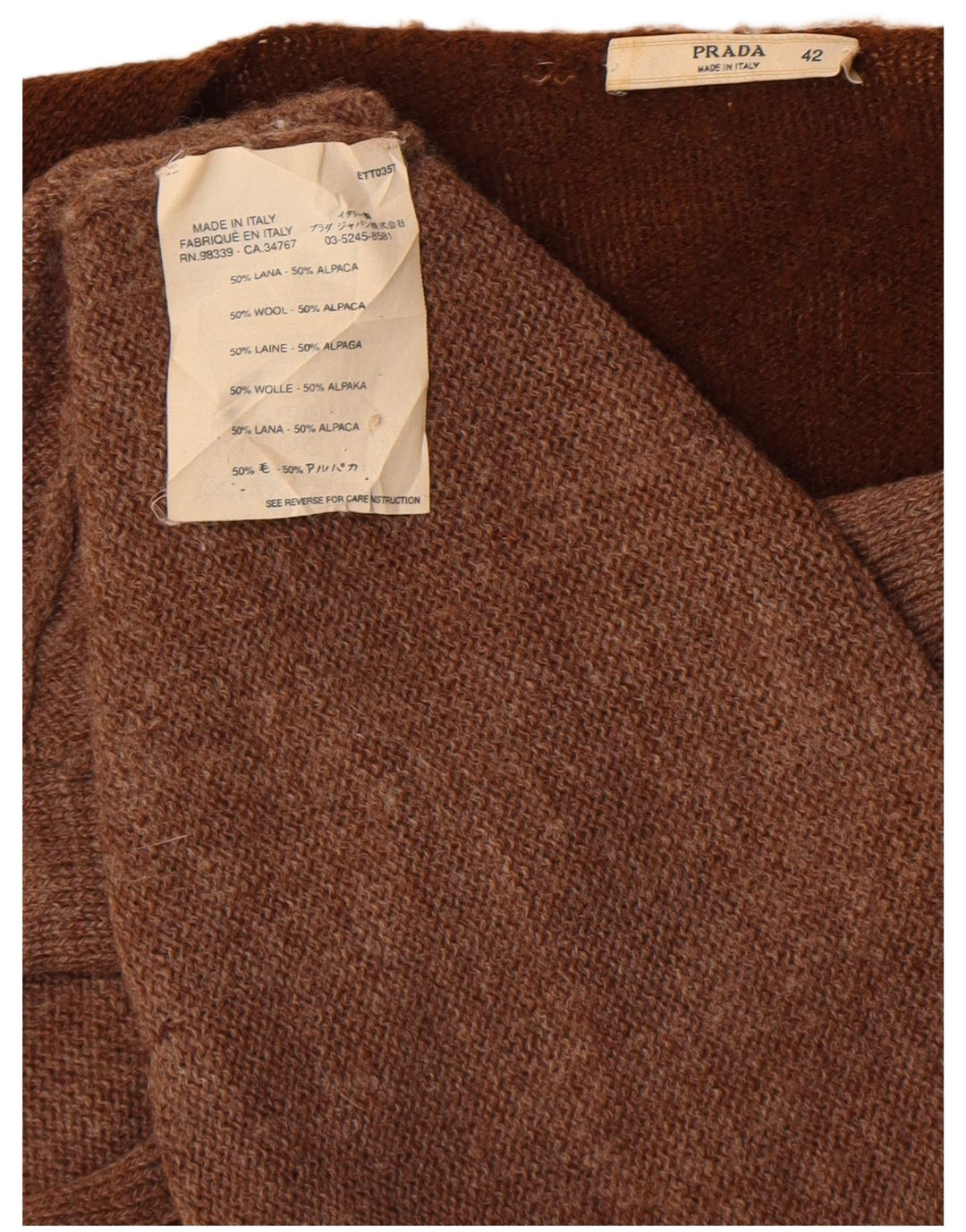 Prada Womens Cardigan Sweater IT 42 Medium Brown Colourblock Alpaca Wool