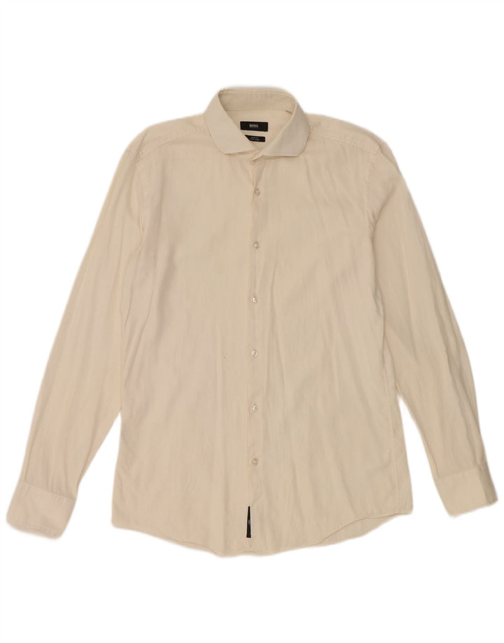 Hugo Boss Mens Slim Fit Shirt EU 40 Medium White