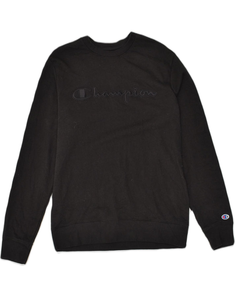 CHAMPION Mens Sweatshirt Jumper Medium Black Cotton | Vintage Champion | Thrift | Second-Hand Champion | Used Clothing | Messina Hembry 