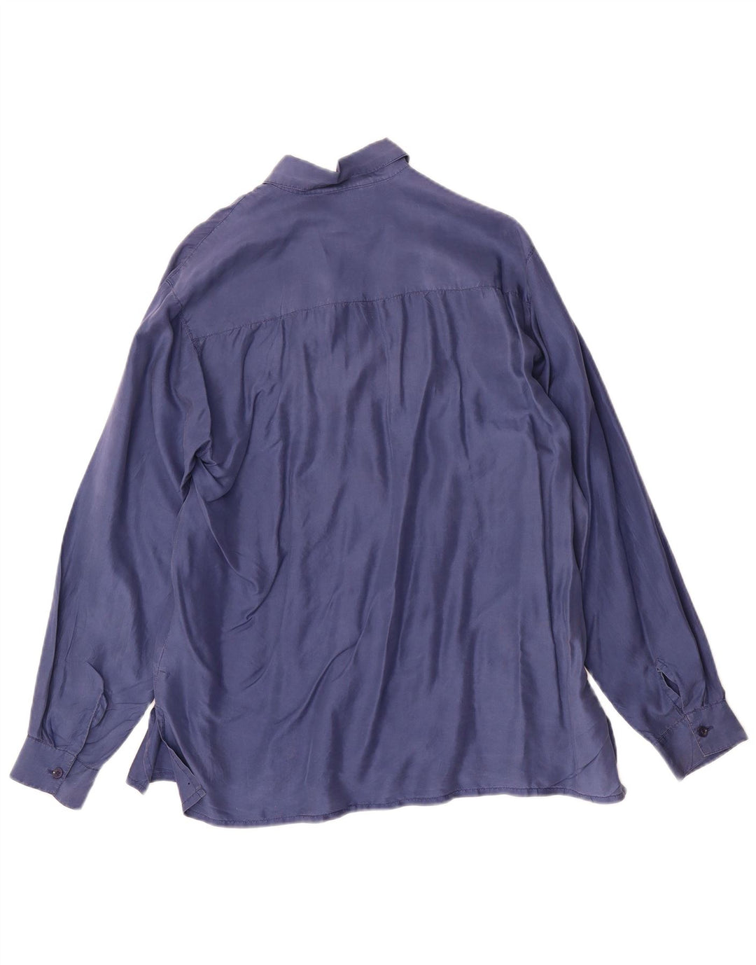 Vintage Womens Shirt Blouse UK 16 Large Navy Blue Silk