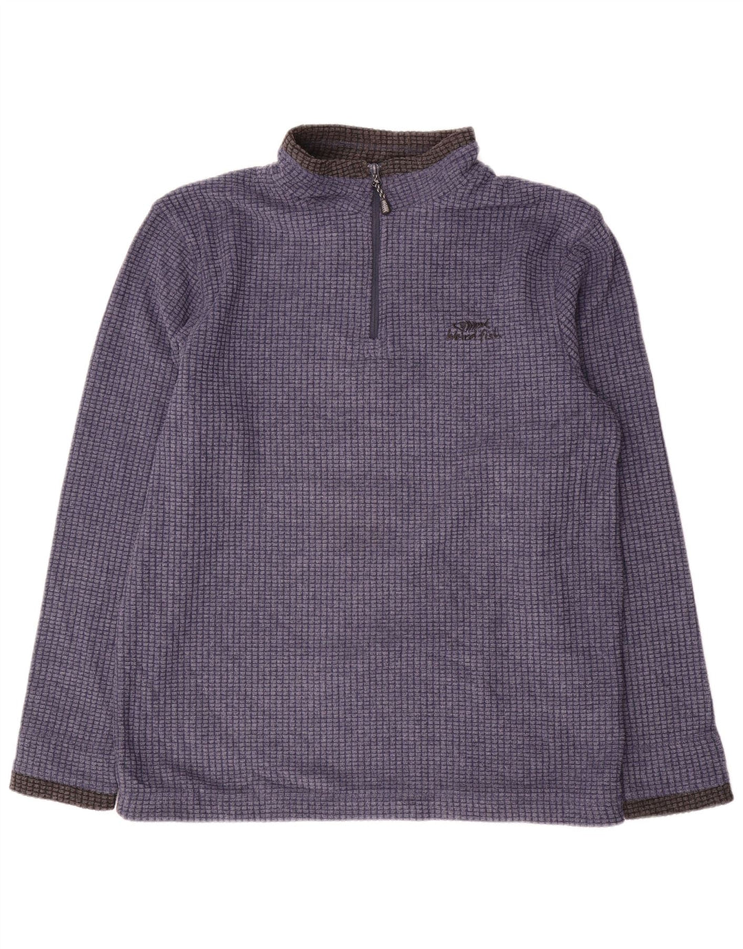 Weird Fish Mens Zip Neck Fleece Jumper Large Blue Colourblock Polyester