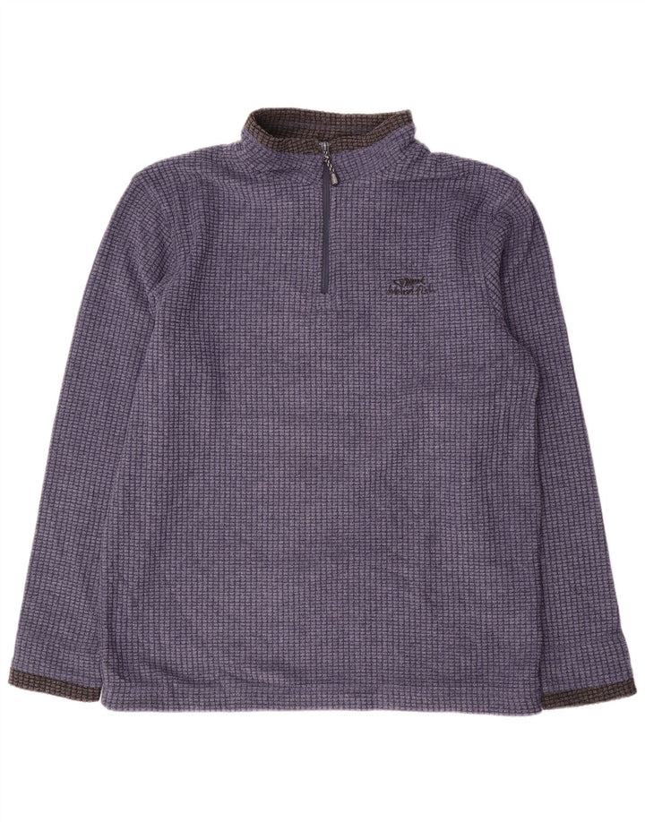 Weird Fish Mens Zip Neck Fleece Jumper Large Blue Colourblock Polyester