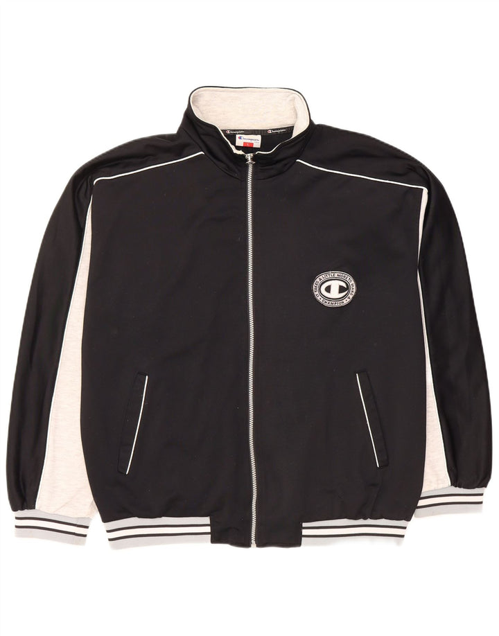 Champion Mens Graphic Tracksuit Top Jacket Large Black Colourblock