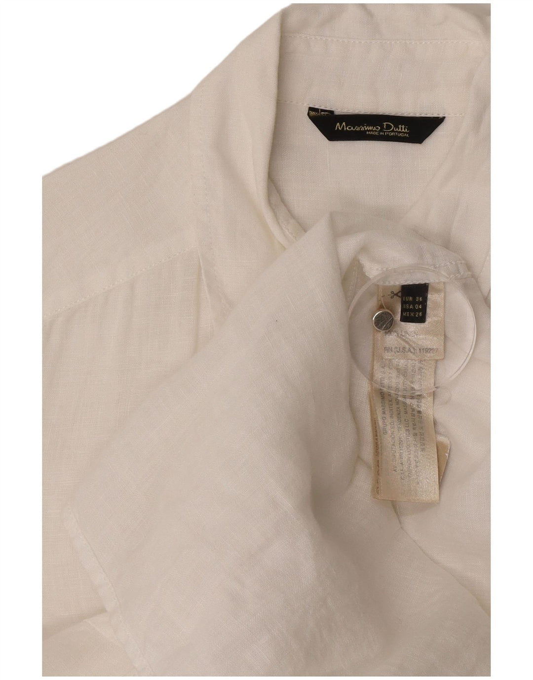 Massimo Dutti Womens Oversized Shirt EU 36 XS White Linen