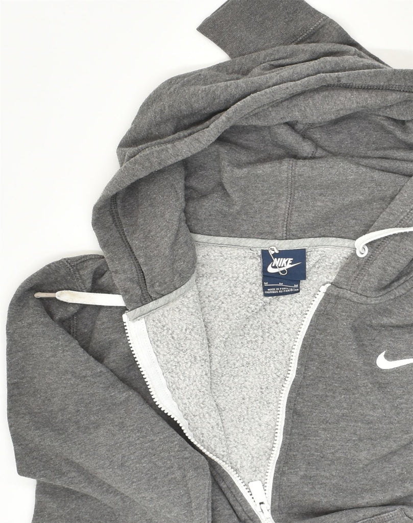 NIKE Womens Zip Hoodie Sweater UK 14 Medium Grey Cotton | Vintage Nike | Thrift | Second-Hand Nike | Used Clothing | Messina Hembry 