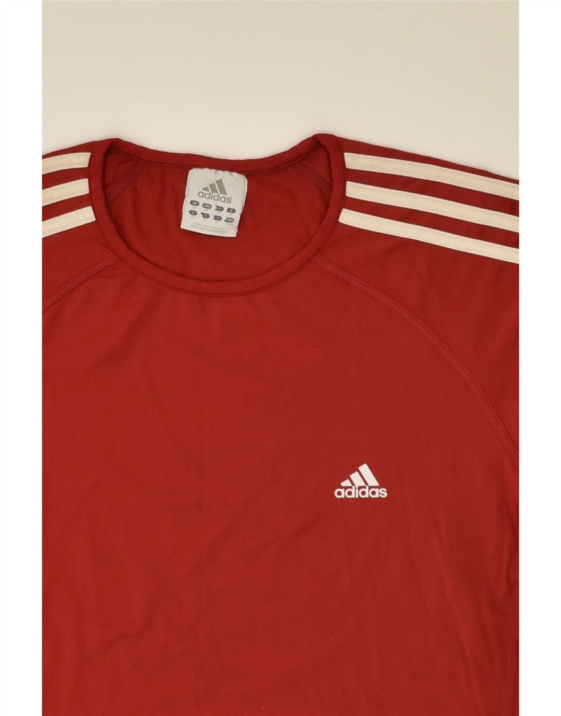 ADIDAS Womens T-Shirt Top UK 14 Medium Red Polyamide | Vintage Adidas | Thrift | Second-Hand Adidas | Used Clothing | Messina Hembry 