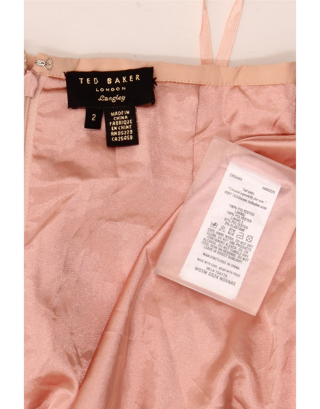 Ted Baker Womens Midi Pencil Skirt Size 2 Small W26  Pink Floral Polyester