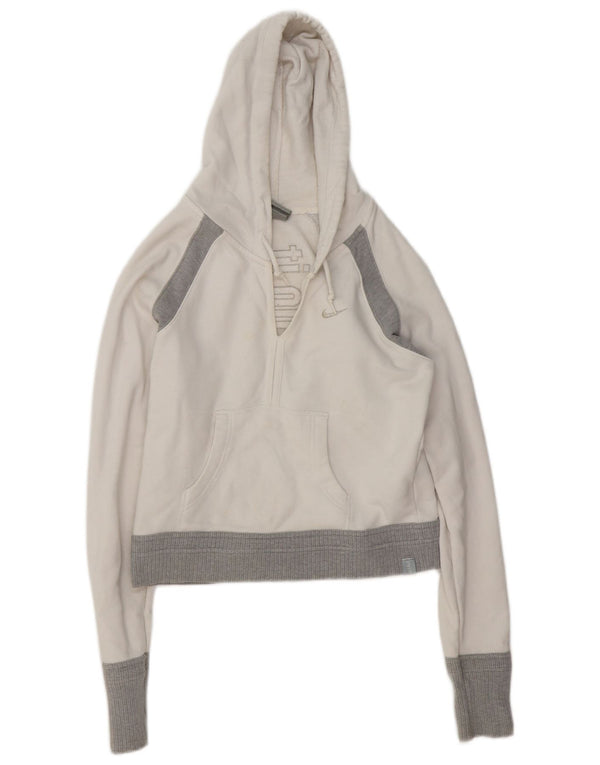 Nike Womens Crop Graphic Hoodie Jumper UK 10/12 Medium White Colourblock