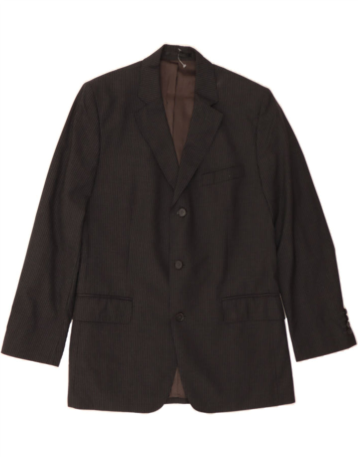 JAEGER Mens 3 Button Blazer Jacket UK 40 Large Black Pinstripe Wool Vintage Jaeger and Second-Hand Jaeger from Messina Hembry 