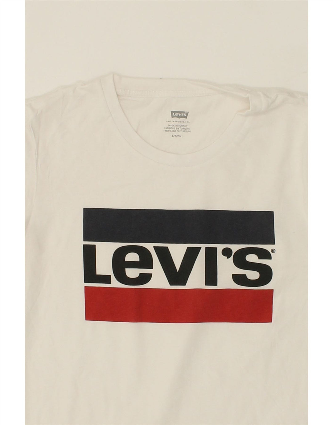 LEVI'S Womens Graphic T-Shirt Top UK 10 Small White Cotton Vintage Levi's and Second-Hand Levi's from Messina Hembry 