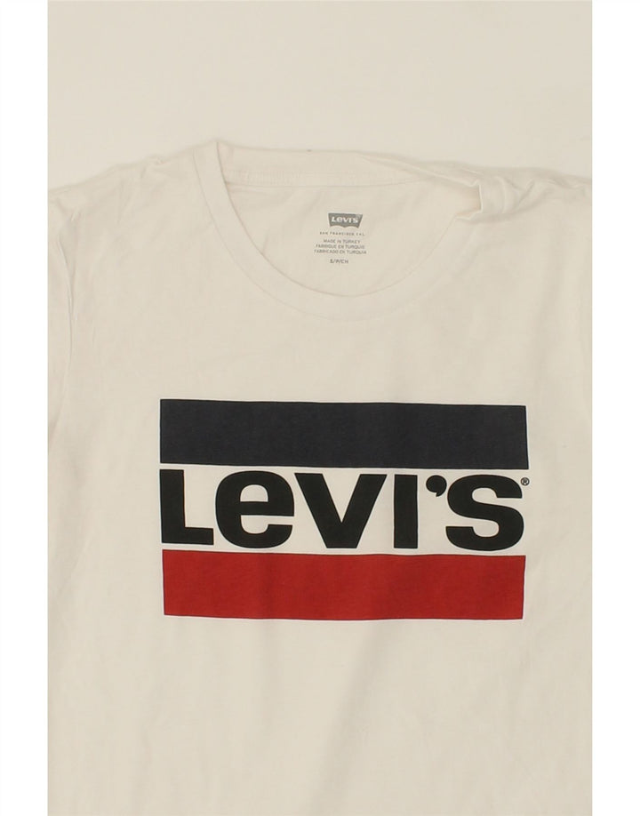LEVI'S Womens Graphic T-Shirt Top UK 10 Small White Cotton Vintage Levi's and Second-Hand Levi's from Messina Hembry 