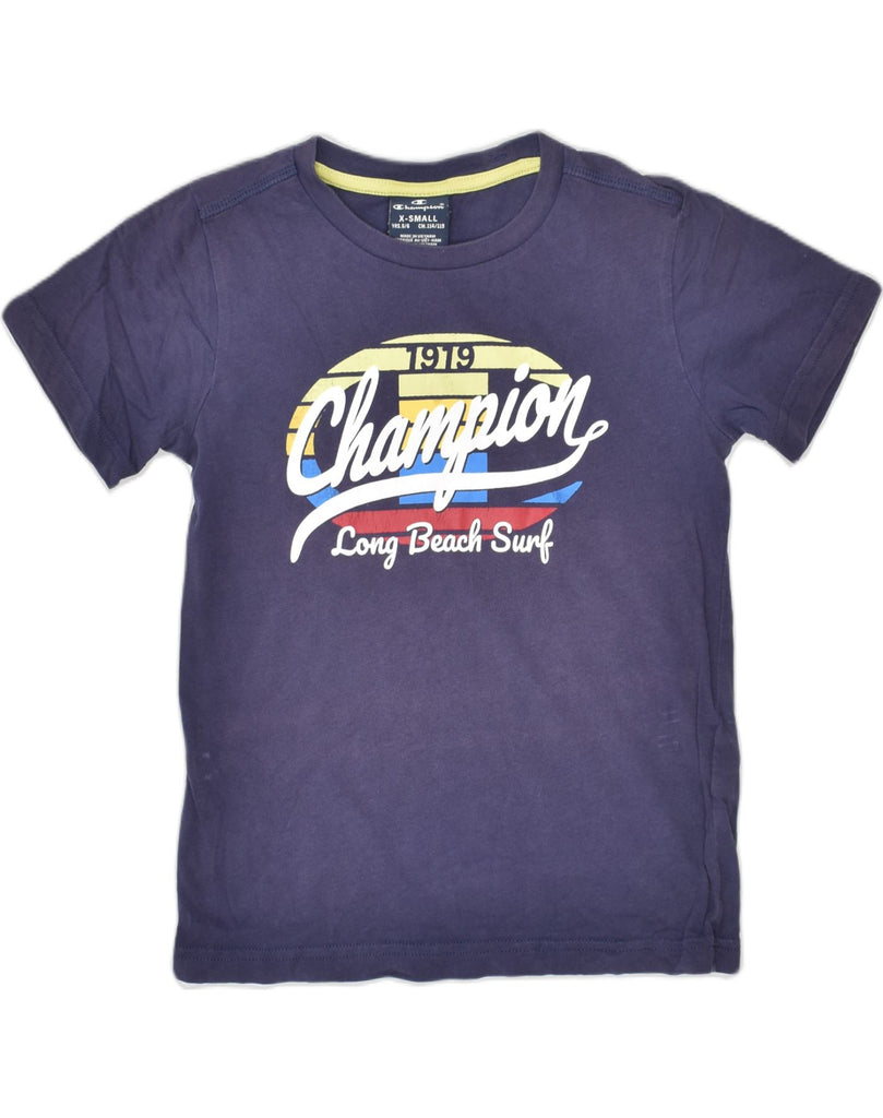 CHAMPION Boys Graphic T-Shirt Top 5-6 Years XS Purple Cotton | Vintage | Thrift | Second-Hand | Used Clothing | Messina Hembry 