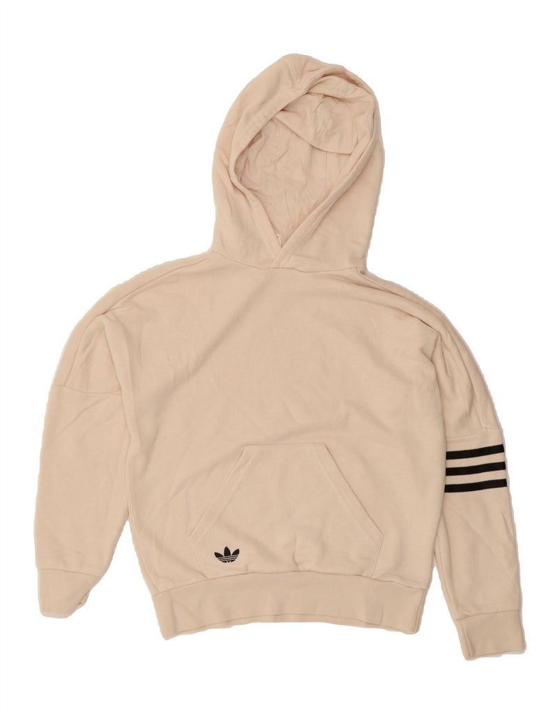 ADIDAS Girls Hoodie Jumper 10-11 Years Off White Cotton Vintage Adidas and Second-Hand Adidas from Messina Hembry 